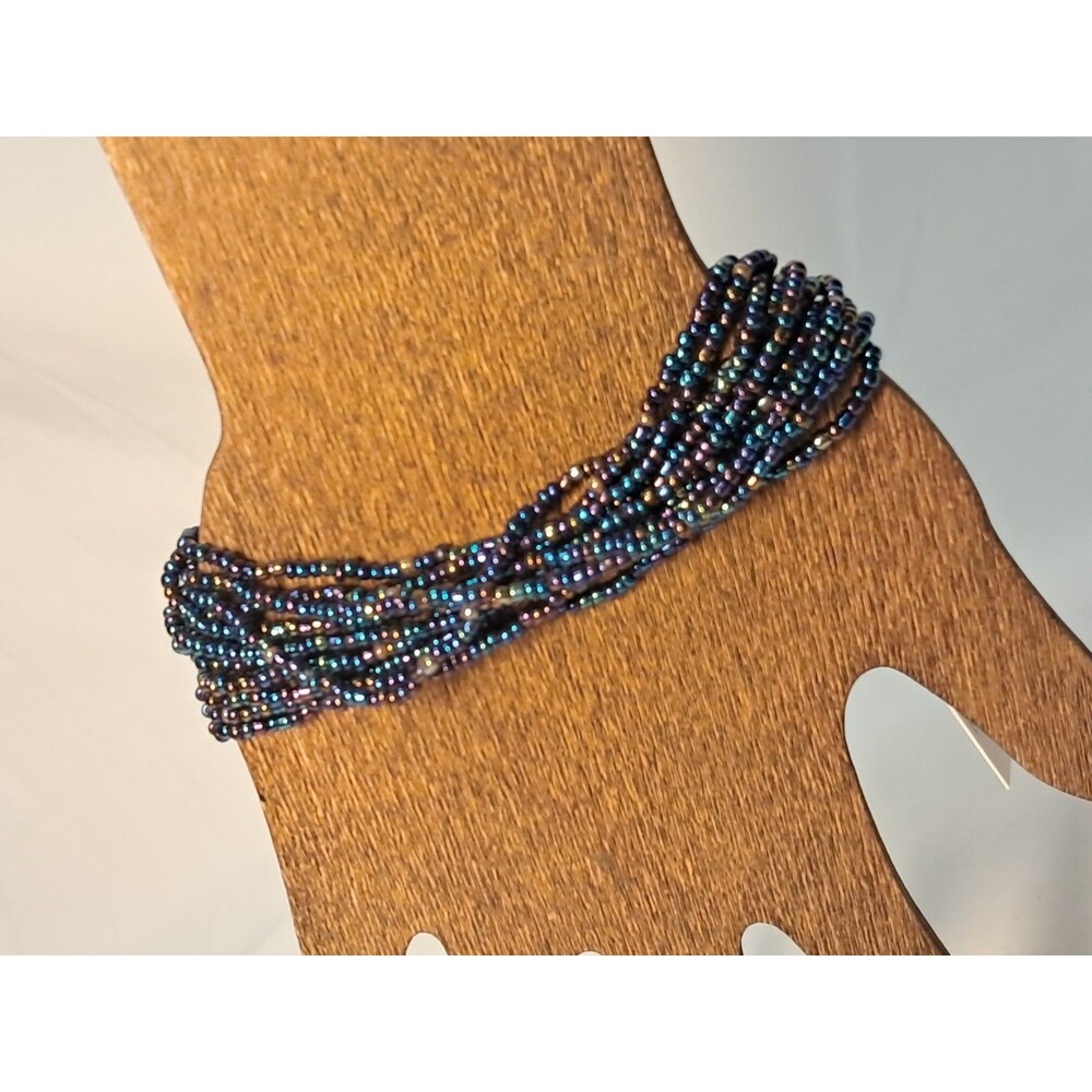Peyote Bird Multi-Strand Sead Beads Ladybird Button Fasten 7.75" Bracelet NWT
